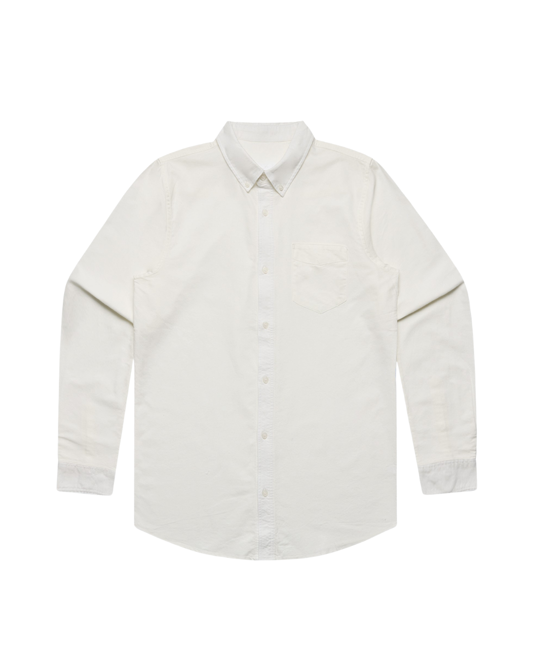 Natural off-white cotton Oxford button-down shirt for bridal parties, front view — warm ivory colorway