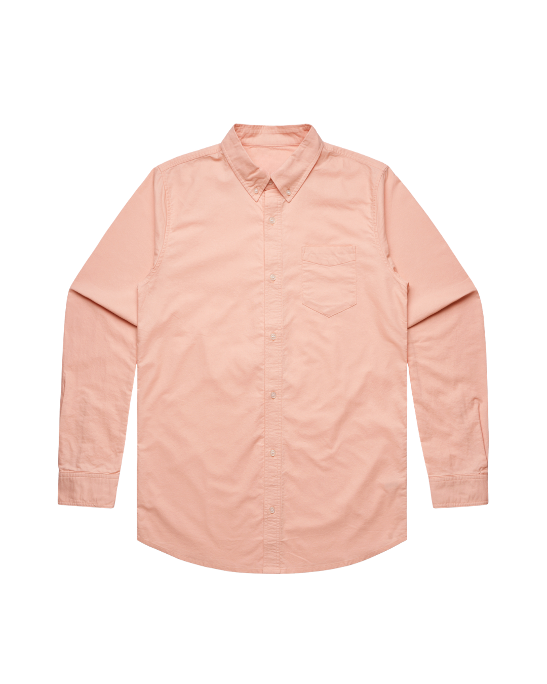 Peach cotton Oxford shirt for individual monograms, front view — soft blush peach colorway