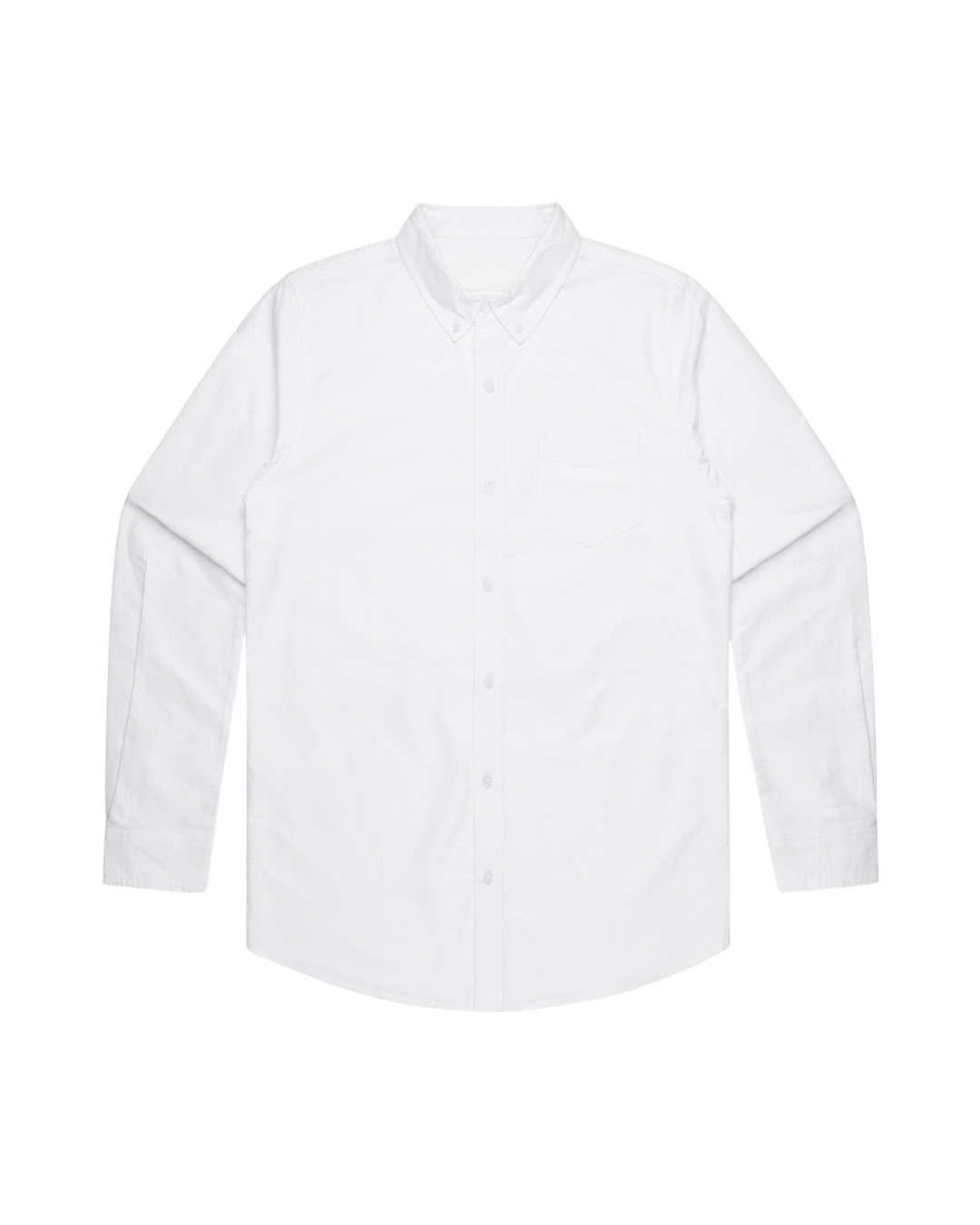 White cotton Oxford button-down shirt with personalized monogram embroidery, front view — bridesmaid gift by Marriage Material