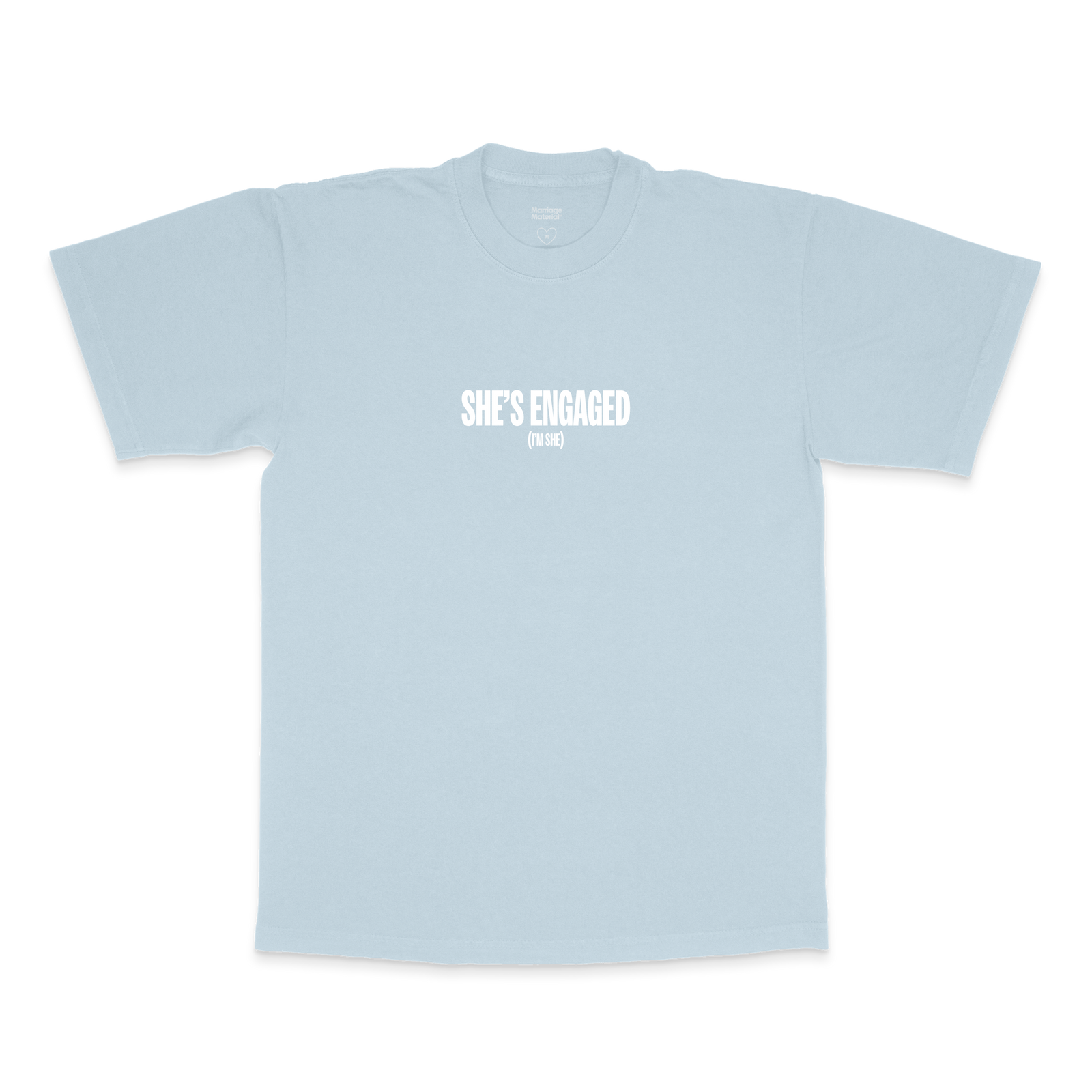 A custom "She's Engaged" tee designed by Marriage Material.