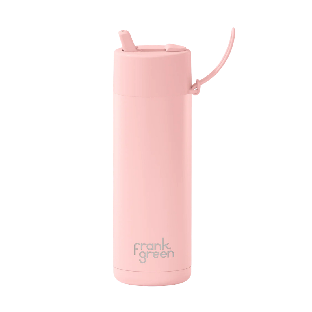 Custom wedding water bottle in Blushed Pink — 20oz frank green ceramic reusable bottle from Marriage Material, back view