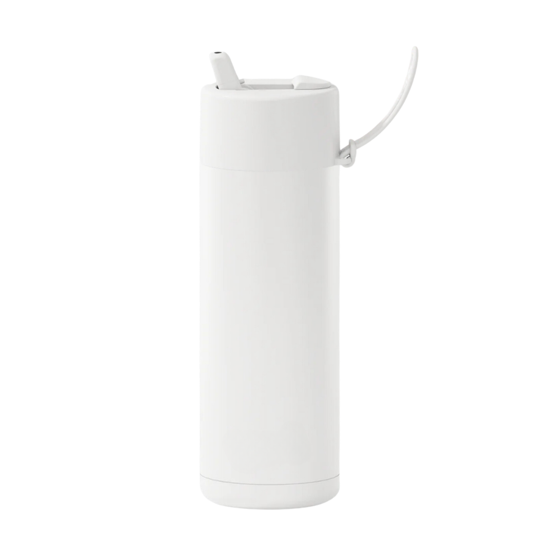 Custom wedding water bottle in Cloud White — 20oz frank green ceramic reusable bottle from Marriage Material, back view