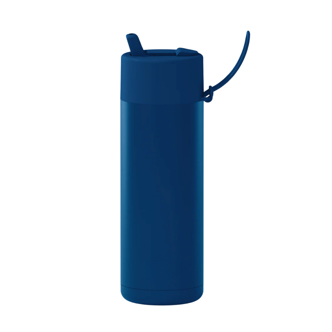 Custom wedding water bottle in Deep Ocean Blue — 20oz frank green ceramic reusable bottle from Marriage Material, back view