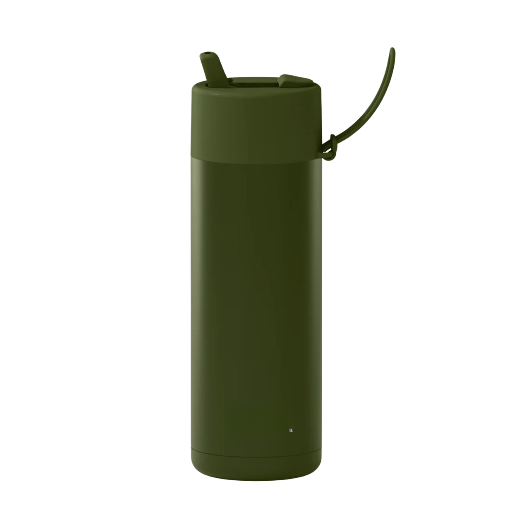 Custom wedding water bottle in Khaki Olive — 20oz frank green ceramic reusable bottle from Marriage Material, back view