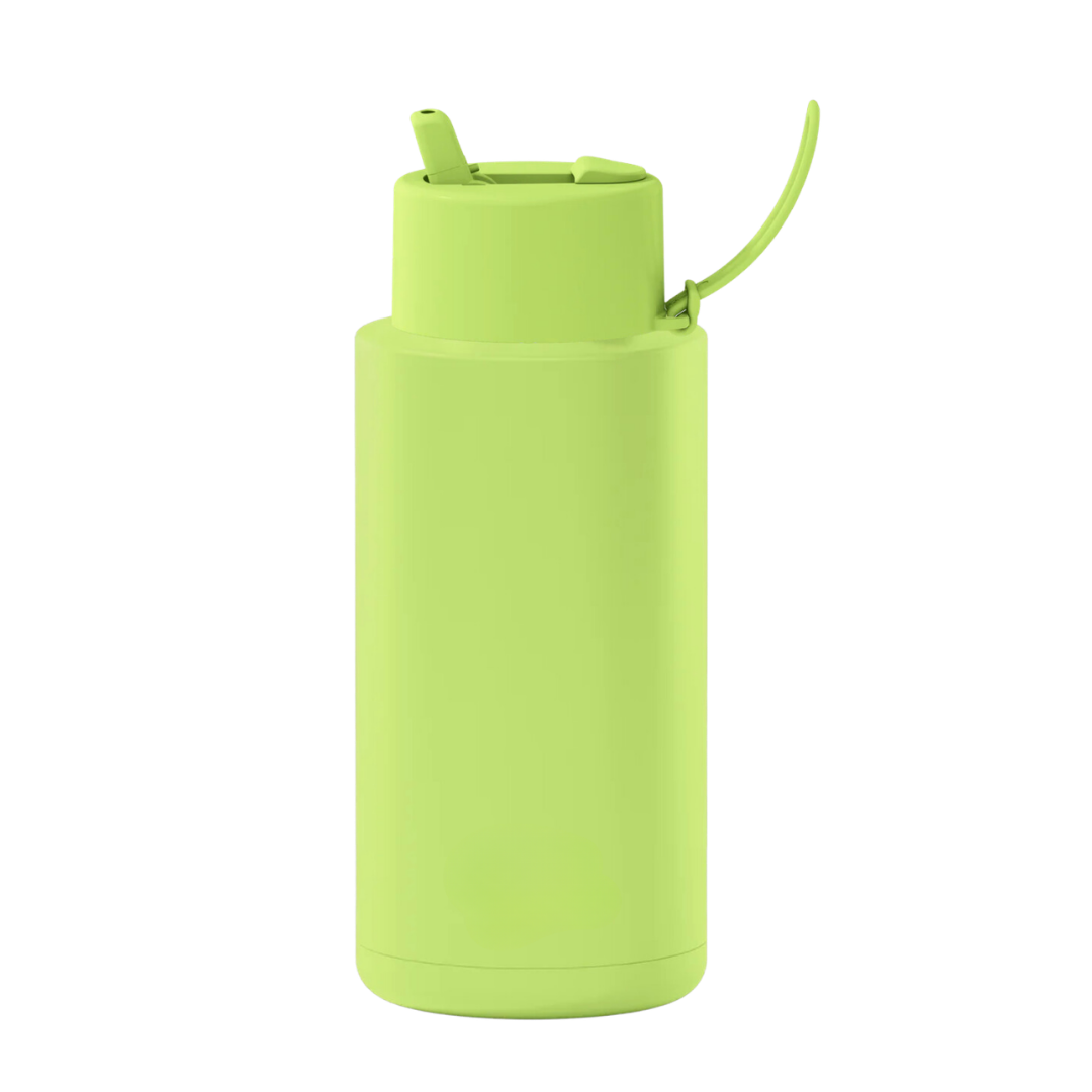 Custom wedding water bottle in Pistachio Green — 32oz frank green ceramic reusable bottle from Marriage Material, back view