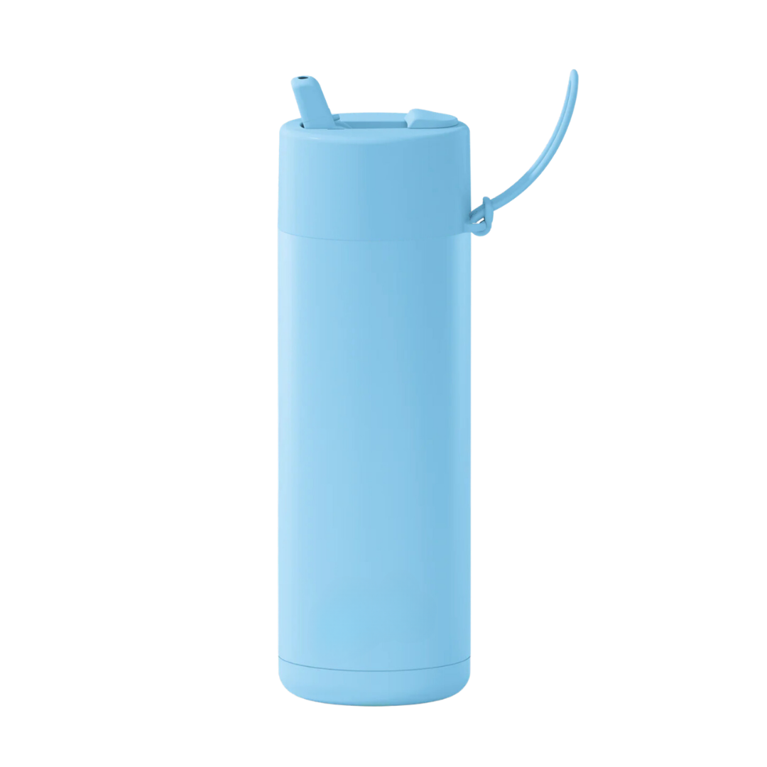 Custom wedding water bottle in Sky Blue — 20oz frank green ceramic reusable bottle from Marriage Material, back view
